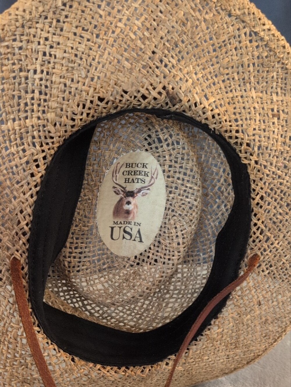 Straw Hat with Brown Leather Band - Natural - Picture 2 of 8